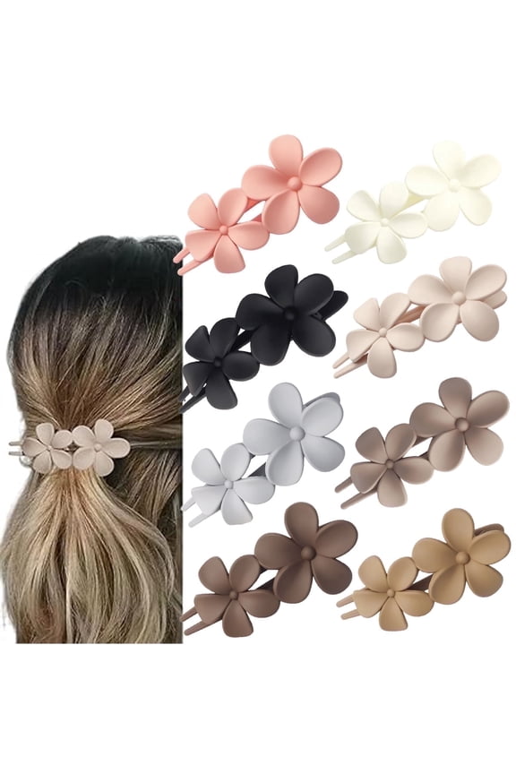8 Pcs Flower Hair Claw Clips Matte Flat Frangipani Hair Clips for Women Girls Thin Hair Accessories