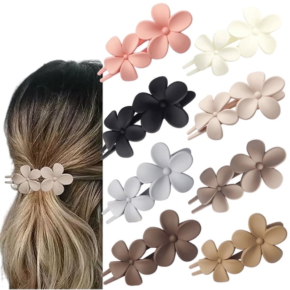 8 Pcs Flower Hair Claw Clips Matte Flat Frangipani Hair Clips for Women Girls Thin Hair Accessories