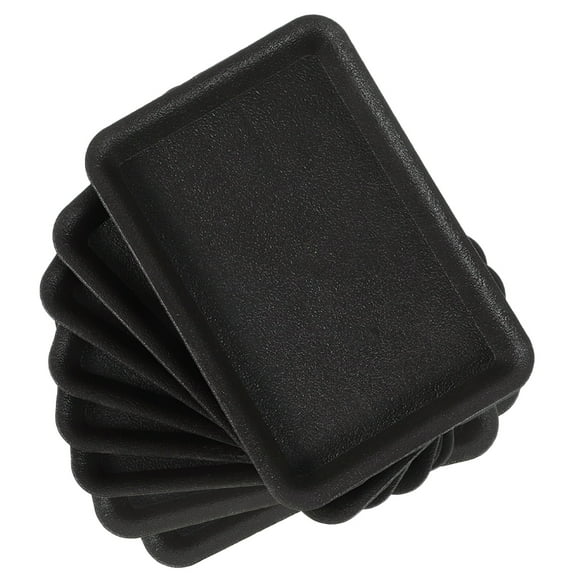 MERRYHAPY 8pcs Black Rectangular Plastic Flower Pot Drip Trays for Indoor Plant and Water Drainage