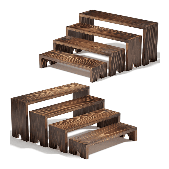 8 Pcs Food Stands for Display Party,Stackable Cake Stand & Party Food Display Risers – Wooden Tiered Risers Display Stands, Farmhouse Decor Wood Dessert Table Display Set