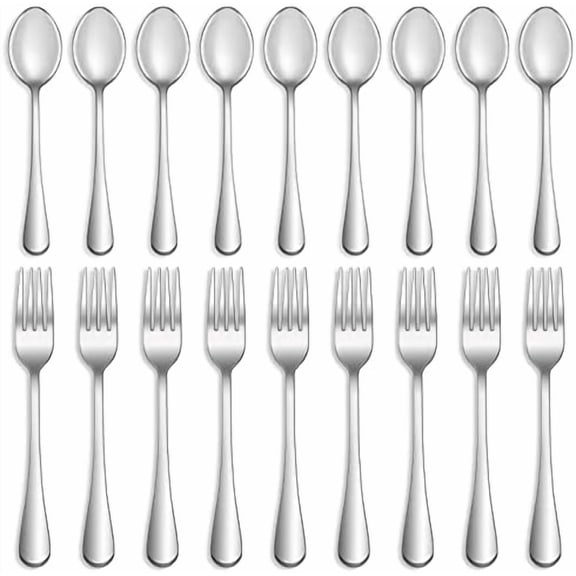 8 Pcs Forks and Spoons Silverware Set,Food Grade Stainless Steel Flatware Cutlery Set for Home,Kitchen and Restaurant,Mirror Polished,Dishwasher Safe - 4 Dinner Fork(8 inch) and 4 Teaspoon(6.5 inch)