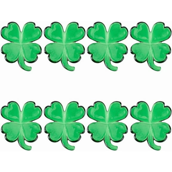 8 Pcs Four Leaf Clover Glass Figurines Green Collectibles for Home & Office Decoration