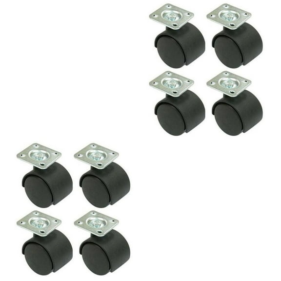 FUEENIRVA Swivel Caster, 8Pcs, Black, Hard Plastic and Metal, 360-Degree Swivel, for Furniture