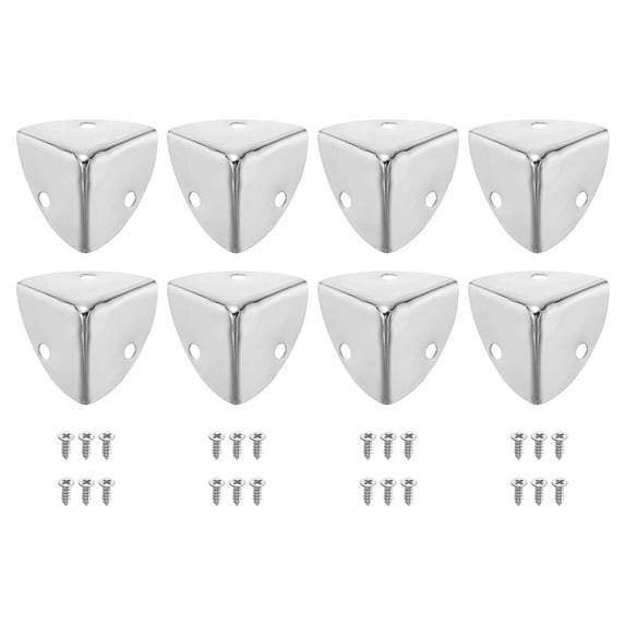 8 Pcs Furniture Corner Edges Protector, 23mm Metal Edge Guard with Screws, Silver