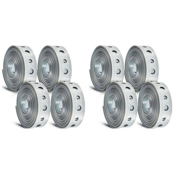 8 Pcs Galvanized Hanger Strap Metal Strapping with Holes Pipe Hanger for Pipe Supports Hanging, 10 Ft