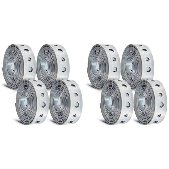 8 Pcs Galvanized Hanger Strap Metal Strapping with Holes Pipe for Supports Hanging, 10 Ft