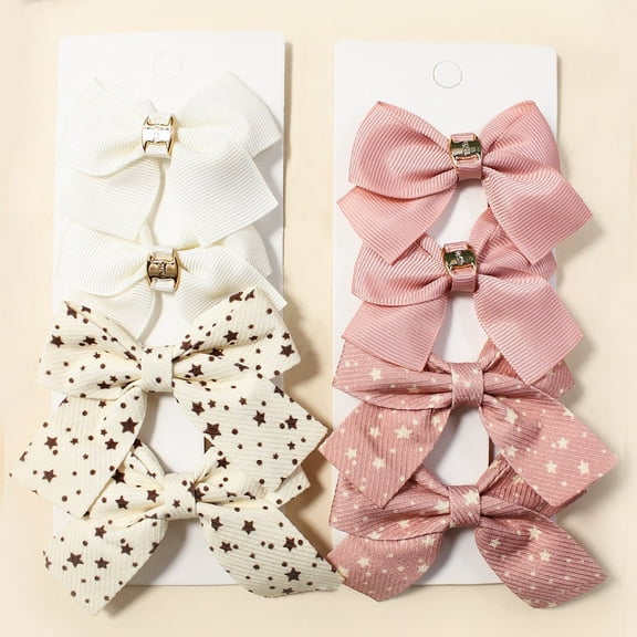 8 Pcs Girls Bow Hair Clips, Small Bowknot Hair Accessories Barrettes Alligator Clip Striped Ribbon Bow Hairpin for Girl Women Pet Dog