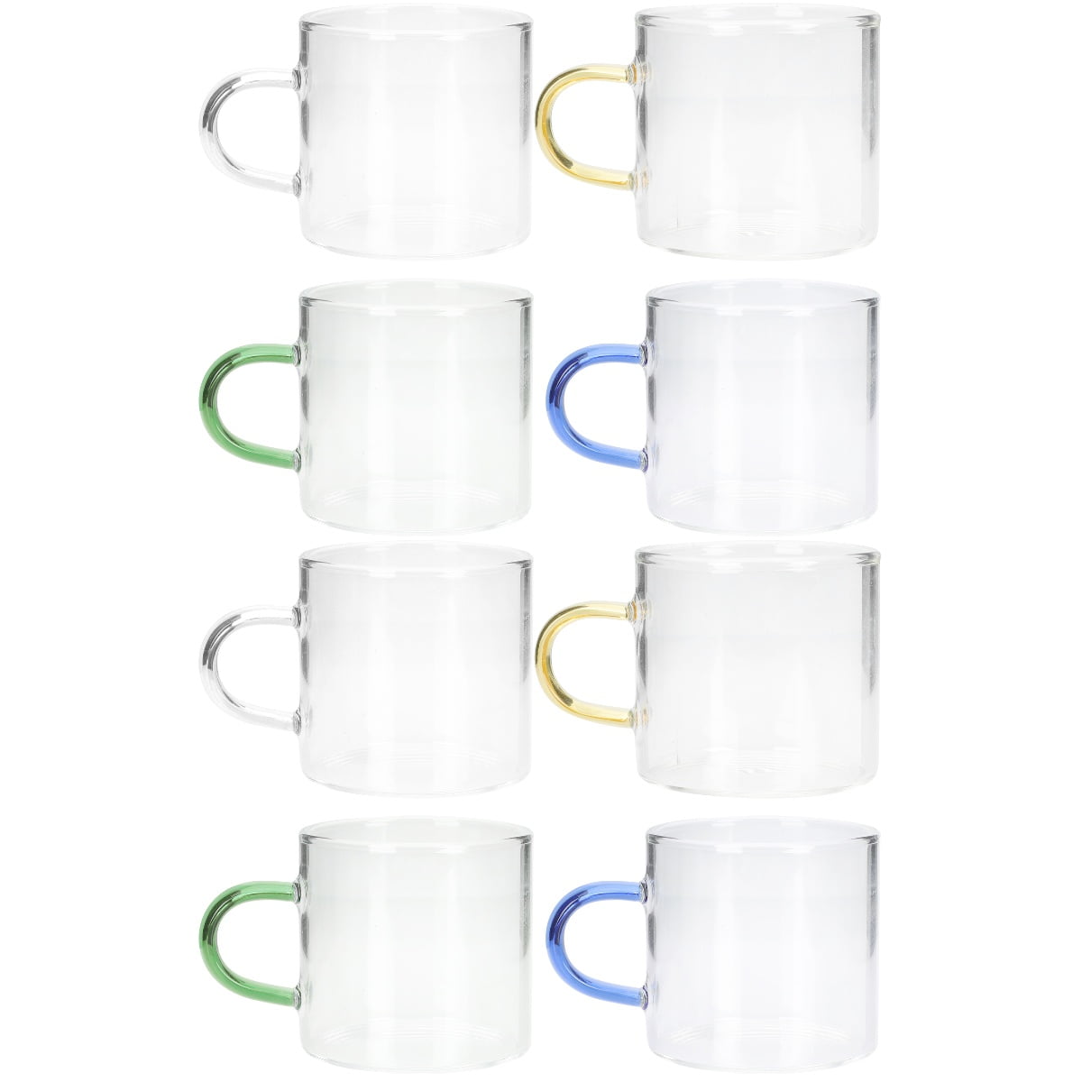 8 Pcs Glass Coffee Mug Tea Drinking Mug Hot Beverage Cup with Handle ...