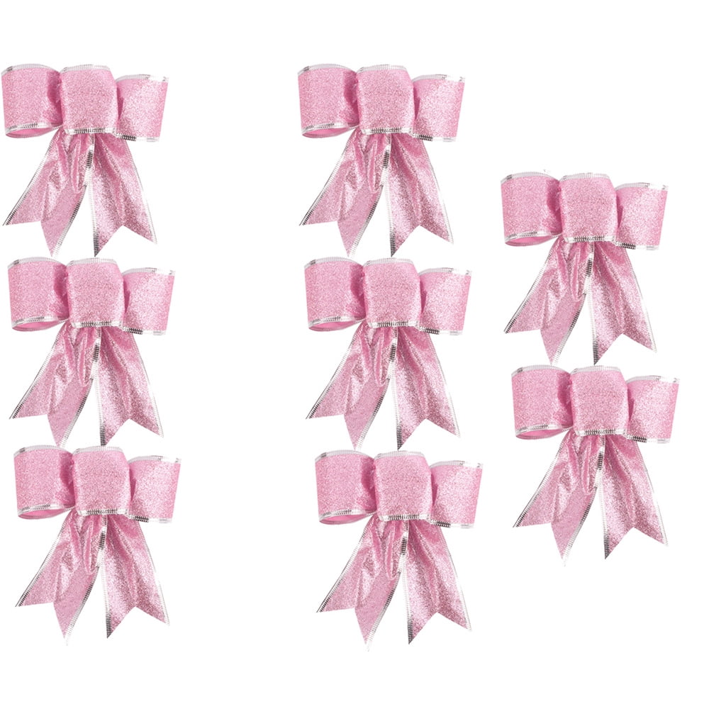 8 Pcs Glitter Christmas Wreath Bow Christmas Tree Ornaments Bows for