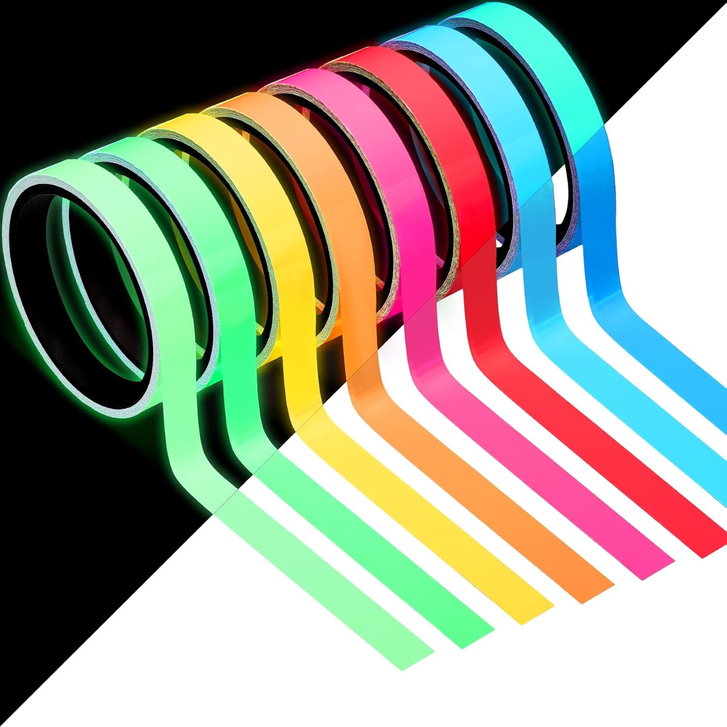 8 Pcs Glow in The Dark Tape 80 Feet Waterproof Fluorescent Tape for ...