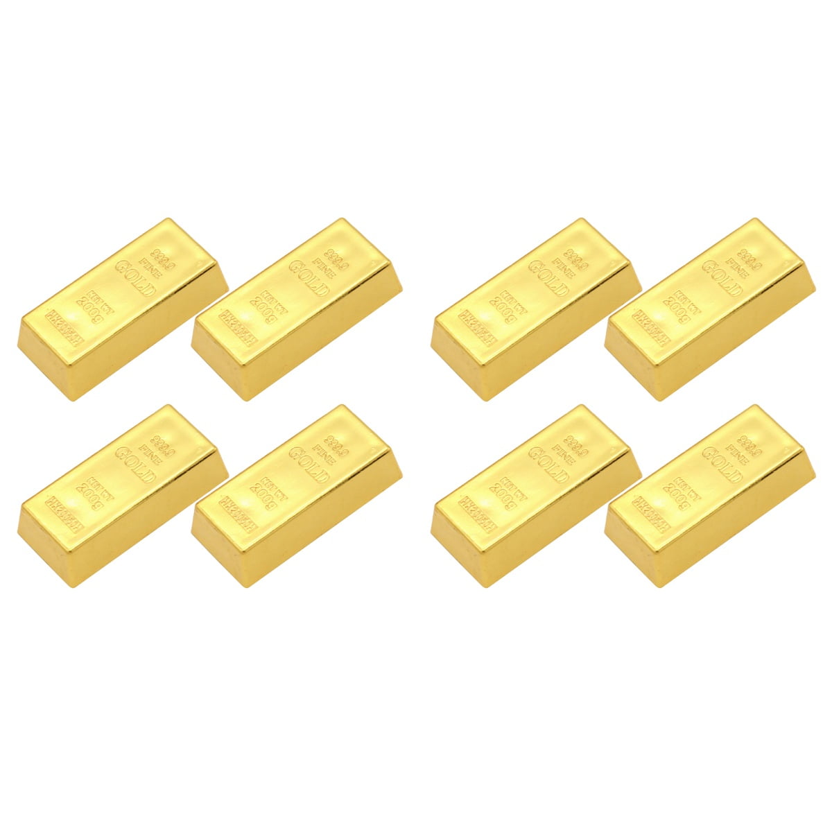 8 Pcs Gold Bar Props Toy Toys Fake Gold Bricks Gold Bars Golden Brick Bullion Simulation Plastic