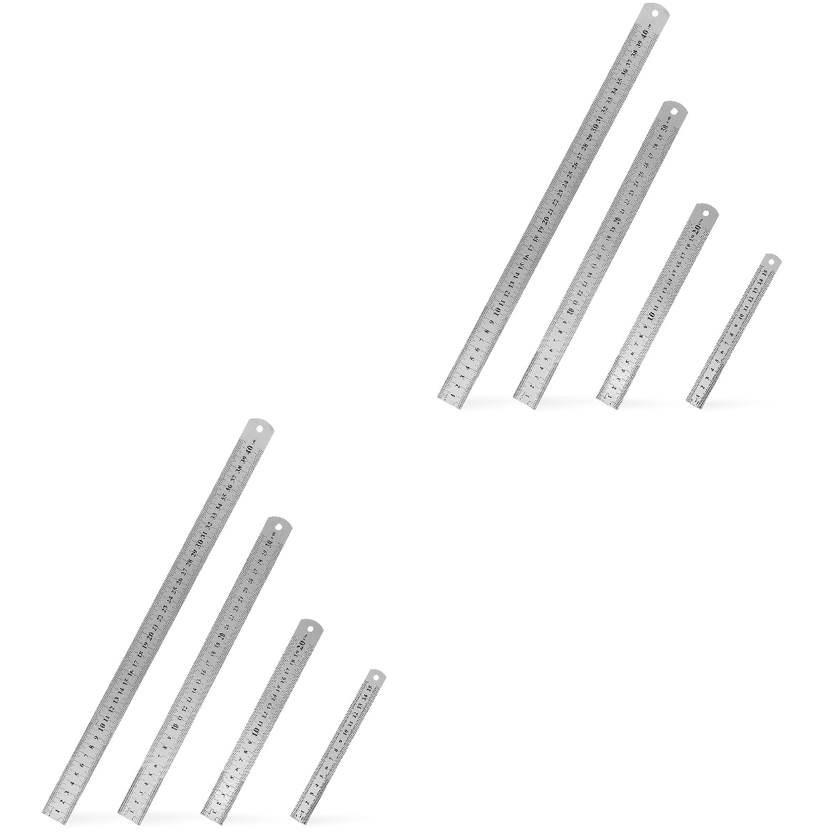 8 Pcs Graduated Steel Ruler Iron Rulers Millimeter Measurement Tool