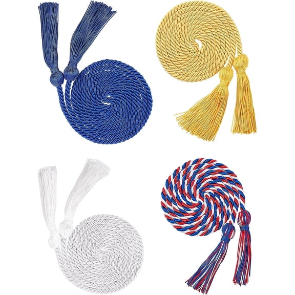 8 Pcs Graduation Honor Cords Honor Tassel Cords Polyester Graduation Tassels for Graduation Decoration 4 Colors Colorful