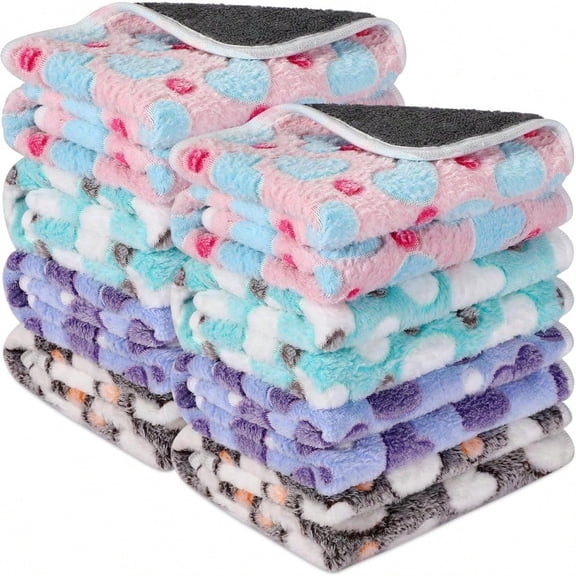 8 Pcs Guinea Pig Blankets Absorbent Washable Animal Fleece Bedding Cage Liners Waterproof Reusable Pet Pee Sleep Mat Pad Cover for Chinchilla Hamster Ferret Heart47 x 24 Inch