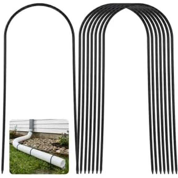 8 Pcs Gutter Downspout Extension Anchors, U Shaped Downspout Extension Holder, Galvanized Gutter Drainage Stakes for Drainpipe Fixation Foundation Protection