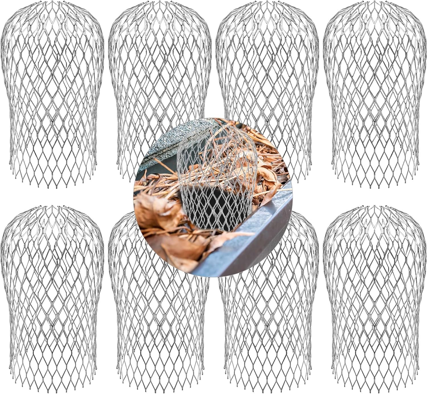 8 Pcs Gutter Guard Downspout Adjustable Aluminium Filter Strainer ...