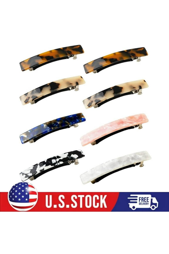 8 Pcs Hair Barrettes for Women, 3 Inch Acetate Small Clips Barrette No Slip Gift
