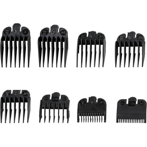 8 Pcs Hair Clipper Guards, 8 Sizes Hair Clipper Combs Guides for Hair Clippers and Trimmers, Universal Snap-On Guide Combs for Home Haircuts, Grooming and Professional Barber Use (Black)