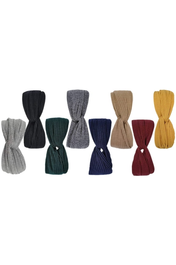 8 Pcs Hair Headbands for Women Ribbons Knitted Thread Tiara Crochet Bandana Running Turban Workout Fabric