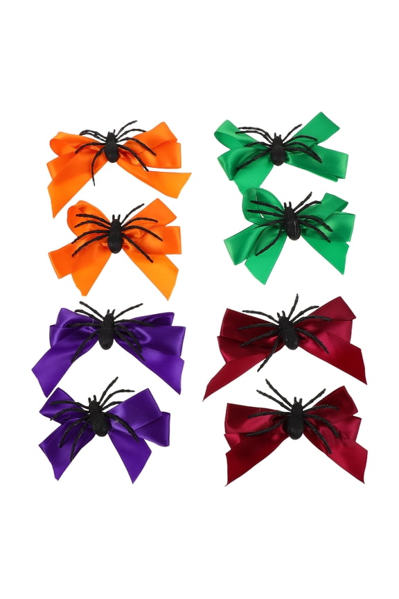 8 Pcs Halloween Spider Hair Clips: Bow Hair Accessories - Cute Ribbon Bows for Girls - Cosplay Party Hairpins for New Year's Eve