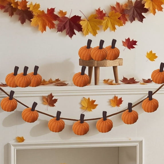 8 Pcs Halloween Tree Ornaments Decorations 2 Inch Knit Pumpkin Tree Decoration Cute Hanging Decoration Thanksgiving Holiday Party Indoor Home Decoration Autumn Halloween Party Favor Supplies