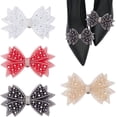 thumbnail image 1 of 8 Pcs Handmade Rhinestone Bow Shoes Decoration 4 Colors Polyester Crystal Bowknot Shoes Clips with 10Pcs Iron Blank Clips Glitter DIY, 1 of 7