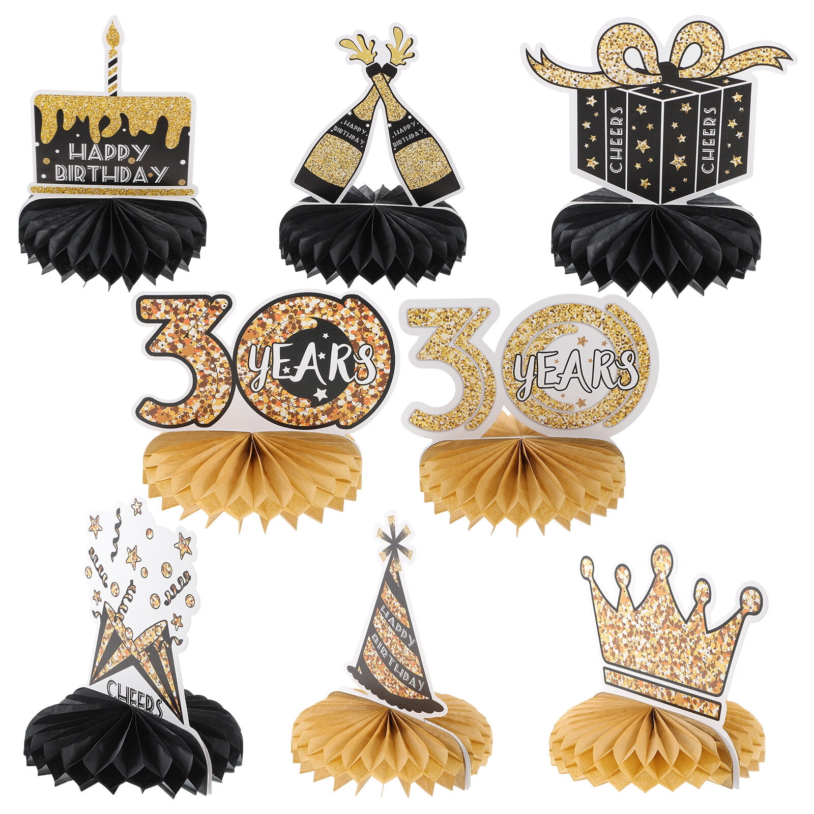 8 Pcs Happy Birthday Honeycomb Centerpieces 80th Decorations for Women Truck