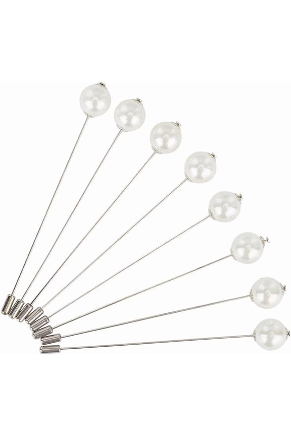 8 Pcs Hat Pins White Pearl Safety Pins Brooches Pin Wedding Bouquet Pin Stick