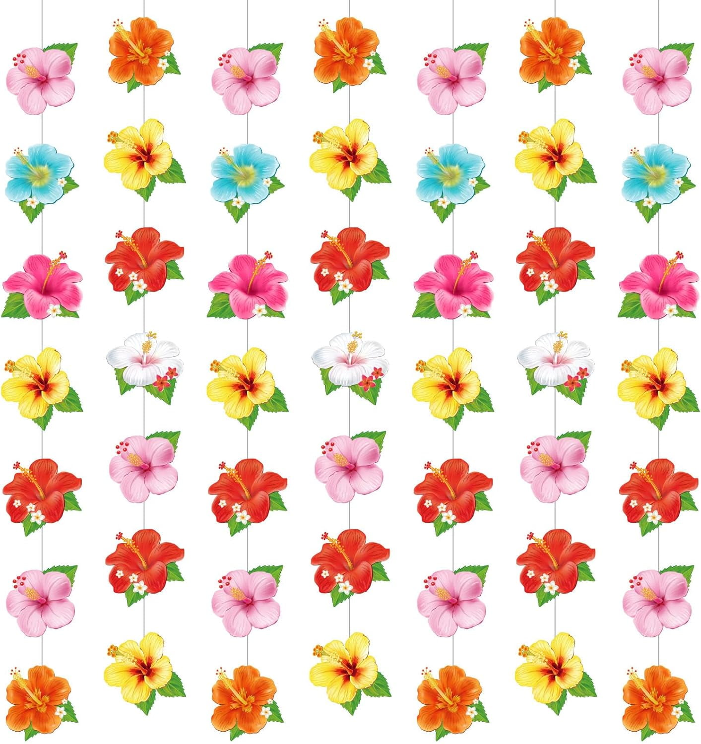 50pcs Hawaiian Leis Decorations, Hawaiian Leis Bulk Flower Necklaces Luau Party Decor, Colorful Hula Dance Celebration Tropical Summer Beach Pool Parties, Hawaiian Flower Leis For Party Favors Decor - View #7