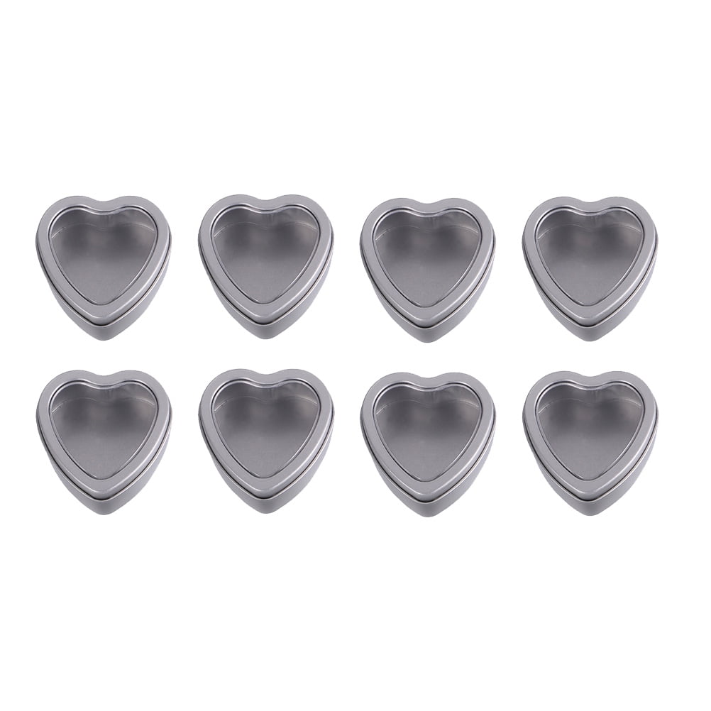 8 Pcs Heart Shaped Metal Tin Can Gift Packaging Cans Clear Container ...