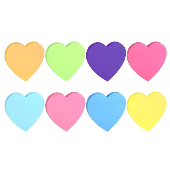 8 Pcs Heart Shaped Sticky Notes, 30 Sheets Each Sticky Pads, Assorted ...
