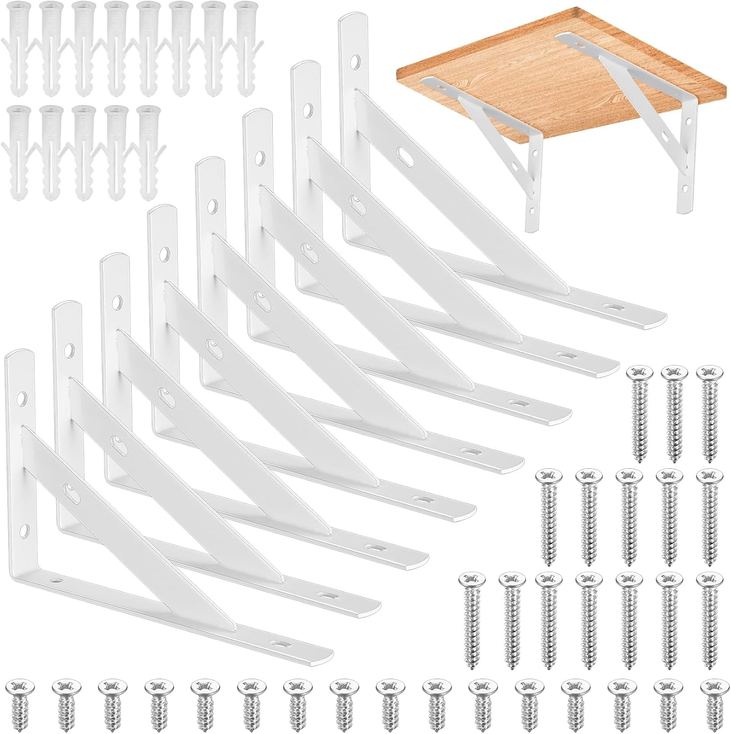L Shape Shelf Racks Support Post 8 Pcs Heavy Duty Shelf Brackets, Floating Metal Shelf Brackets, Metal ...