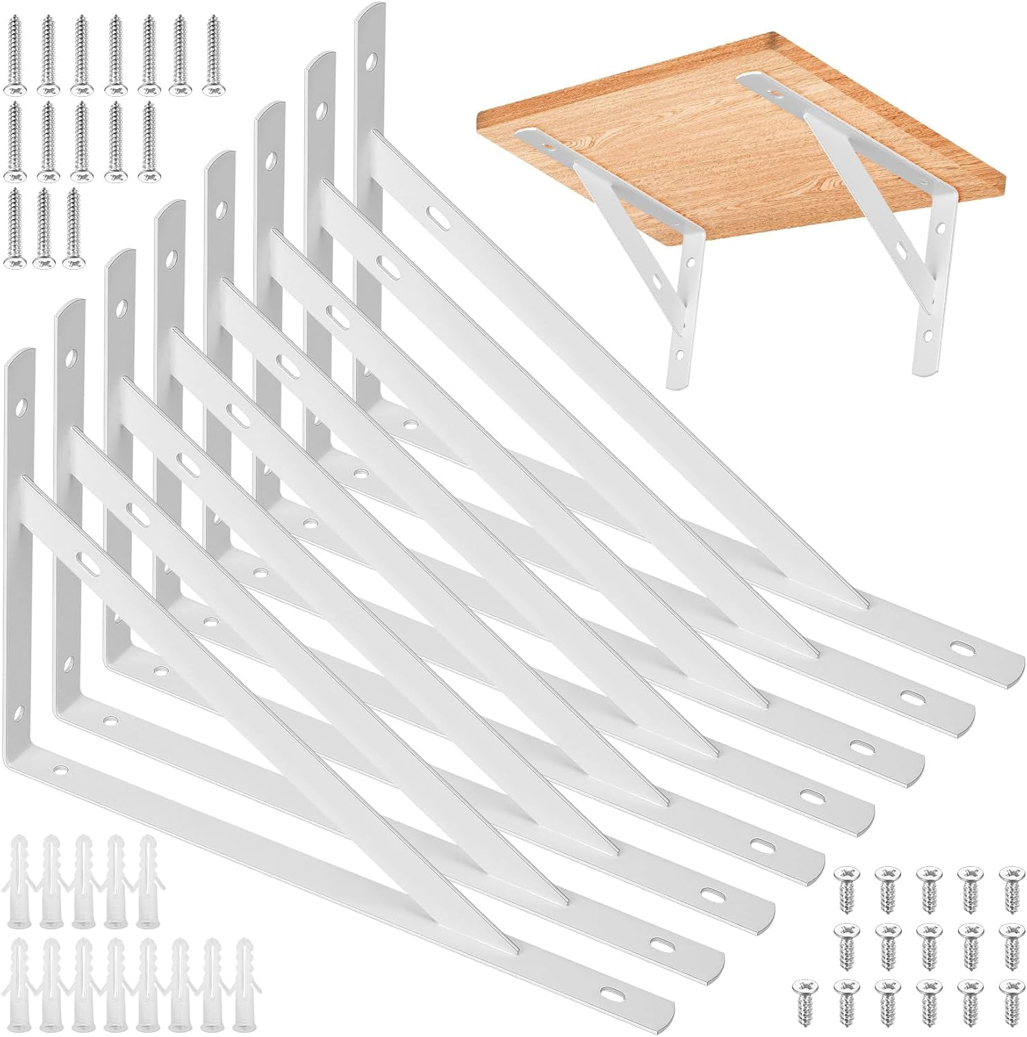 8 Pcs Heavy Duty Shelving Brackets, Wall Mounted Metal Shelving