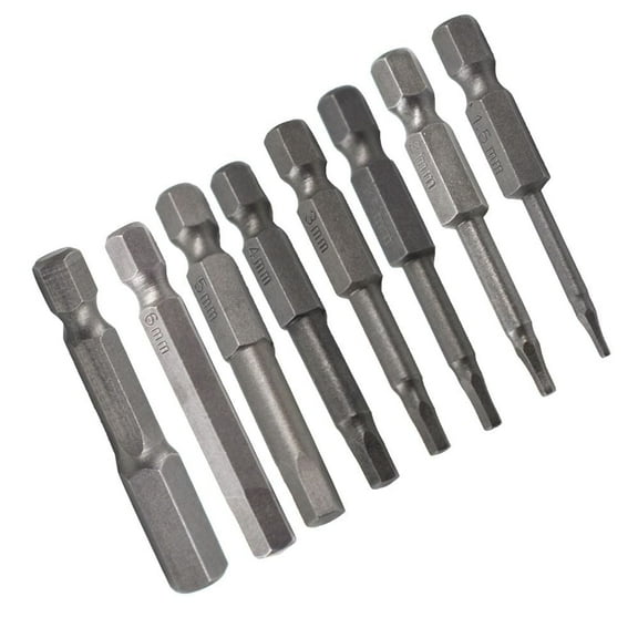 8 Pcs Hex Head Allen Wrench Bit Set 1/4 Inch Hex Shank Screwdriver Bit Set 2 Inch 50mm Length Screw driver Bit H8 H6 H5 H4 H3 H2.5 H2 H1.5