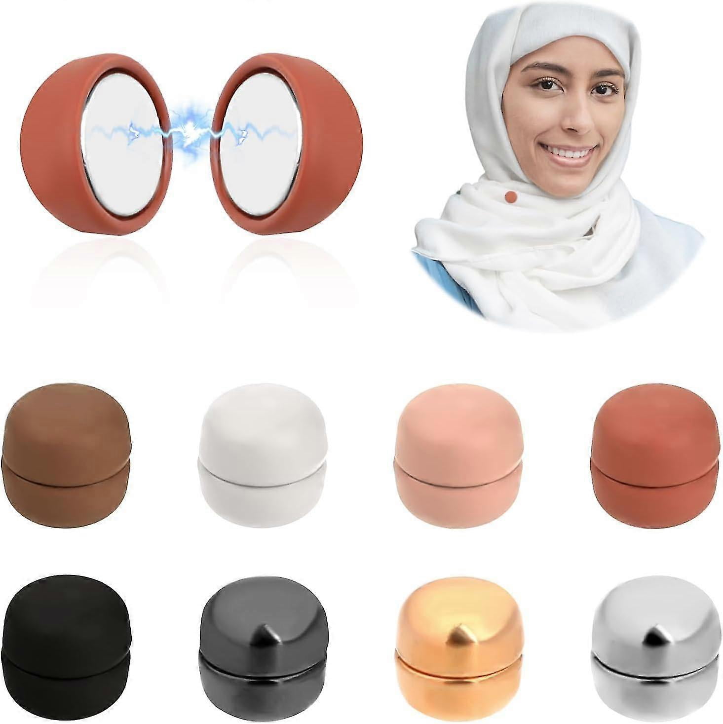 8 Pcs Hijab Magnet Pins, Multi-Purpose Strong Hijab Pins Colorful Hijab Magnets Pinless Brooch Small Magnetic Scarf Clasp