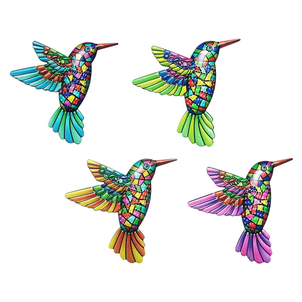 8 Pcs Home Decor Animal Garden Statue Iron Wall Hummingbird Sculpture