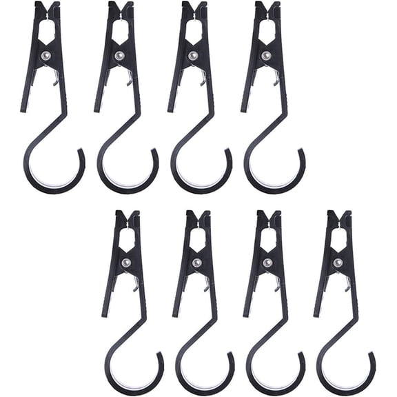 8 Pcs Hooks Clip Super Strong Black Plastic Clips Laundry Hooks Clothes Pins Heavy Duty Hangers with Clips for Home,Travel,Outdoor Camping Tent