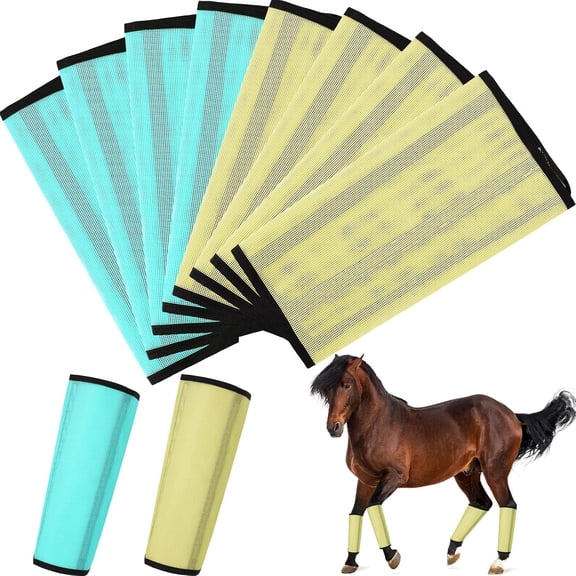 8 Pcs Horse Fly Boots UV-Protective Mesh Ventilated, Fly Boots for Protecting Horse Legs & Stomp-reducing from Insect Bites