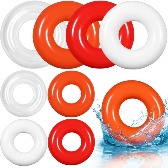 8 Pcs Inflatable Pool Floats 28 Inches Swim Tube Bulk for Adults Swimming Ring Pool Floaties for Beach Party Decorations Women and Men River Lake Summer Vacation Holiday