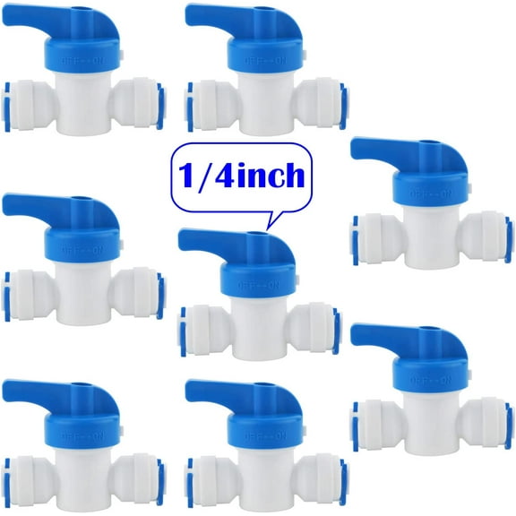 8 Pcs Inline Stop/Valve Isolation Valve for 1/4" Refrigerator Freezer LDPE/Reverse Osmosis Filter System Water Pipe Tube