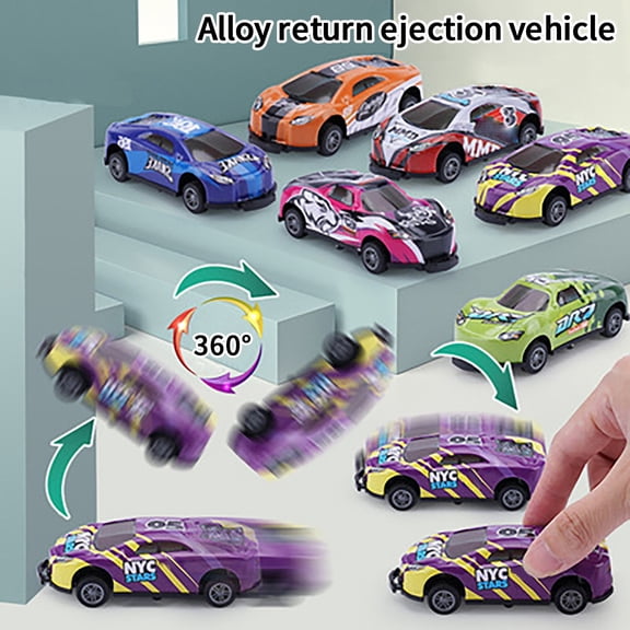 8 Pcs Jumping Stunt Pull Back Car Toy Premium Alloy Material Tough Body Cool Stunt Function Compact Size Fun Prize And Play Toy Multicolor