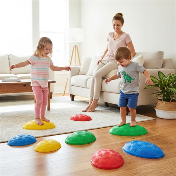 8 Pcs Kids Balance Stepping Stones Anti-Slip Colorful Toddler Stepping Stones with 180LBS Capacity PP Material for 3+ Kids Indoor Outdoor Play - Stackable Design