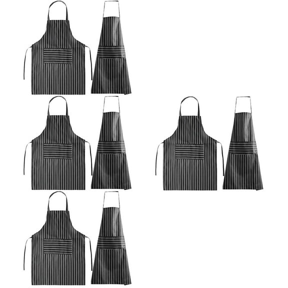 8 Pcs Kitchen Apron Waist Gifts Pocket Design Apron Mother Cooking Apron Striped Kitchen Apron Chef Working Apron Miss