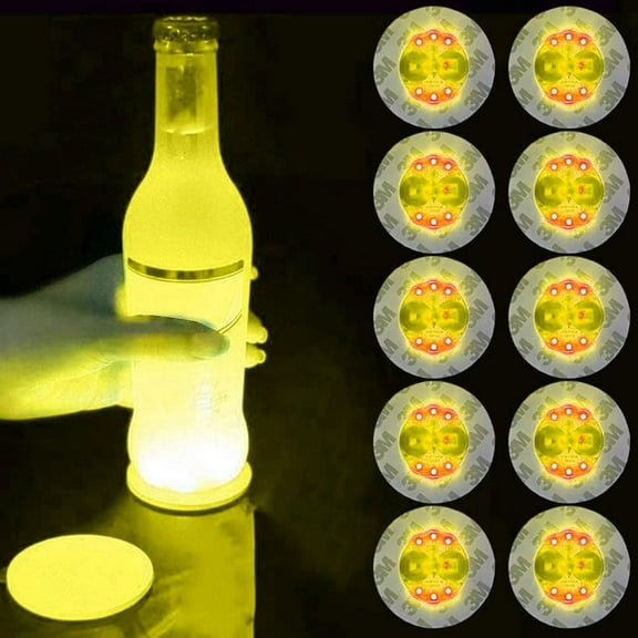 8 Pcs LED Bottle Lights Cup Holder Lights LED Sticker Coaster Lights Light Up Coasters LED Bottle Light LED Stickers Coaster Light Up for Drinks