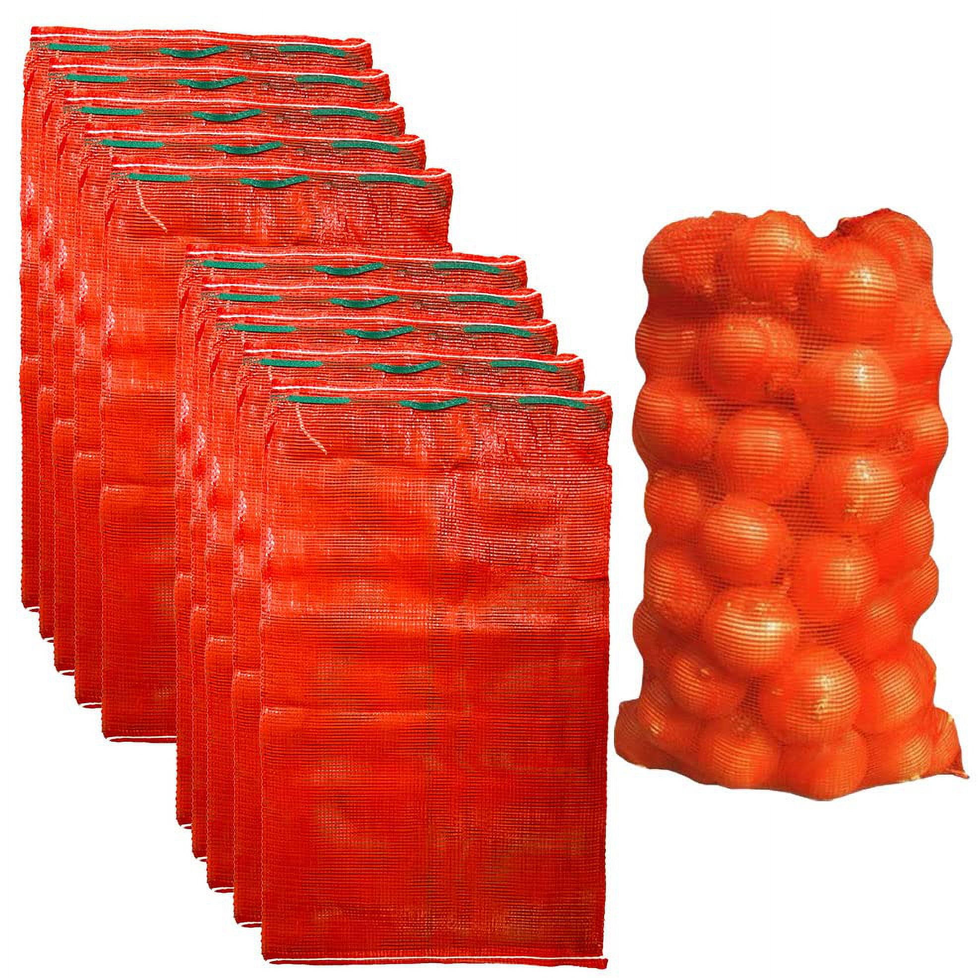 8 Pcs Large Mesh Produce Bags - 60lbs Mesh Vegetable Bags Reusable Washable Mesh Storage Bag Breathable Produce Bags Onion Storage With Drawstring for Potato Onion Citrus Fruits, Red