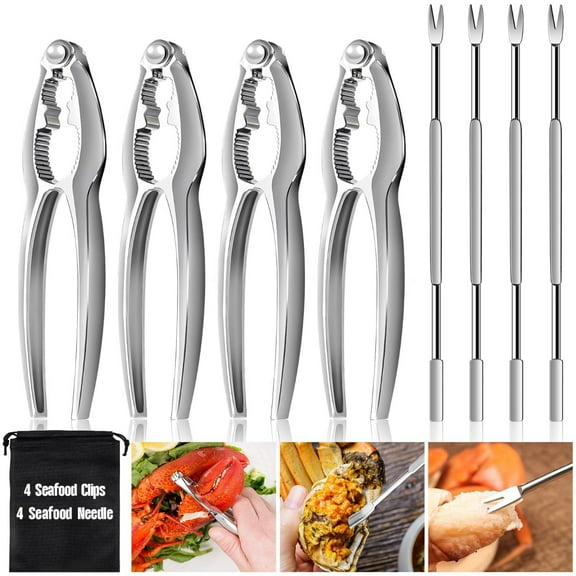 8 Pcs Lobster Crackers and Picks Set, Crab Leg Cracker Tools, Stainless Steel Seafood Crackers & Forks Nut Cracker