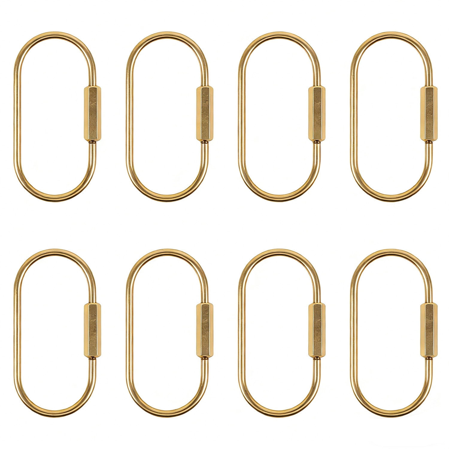 8 Pcs Locking Carabiner Key Rings for Keys,Gold Carabiner Keychain Clip ...