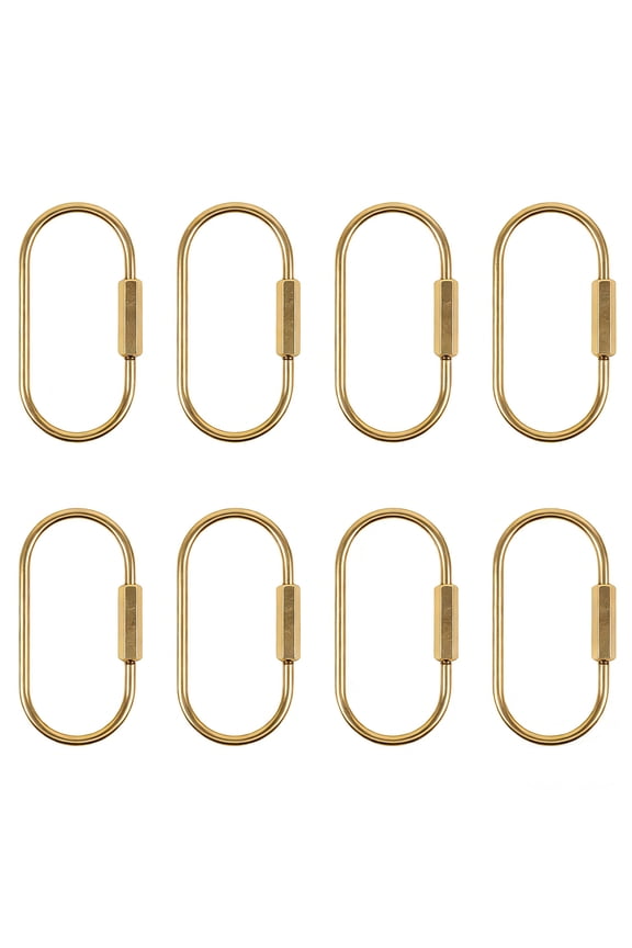 8 Pcs Locking Carabiner Key Rings for Keys,Gold Carabiner Keychain Clip,Screw Lock Keychain Organizer,Purse Bag Charms
