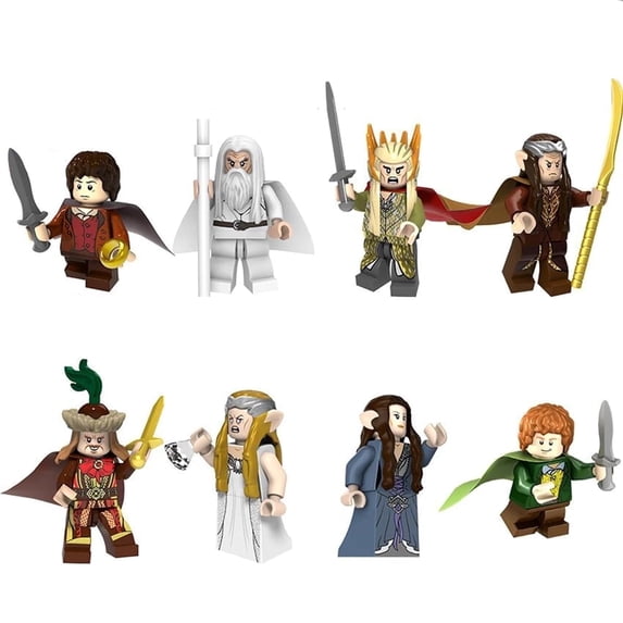 8 Pcs Lord Action Figures Building Blocks Toys Set, Collectible 1.77 Inchs Minifigures Building Kits Awesome Gift for Kids Fans of the Rings Building Toys