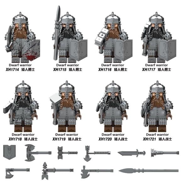 8 Pcs Lord Action Figures Building Blocks Toys Set, Collectible 1.77 Inchs Minifigures Building Kits Awesome Gift for Kids Fans of the Rings Building Toys